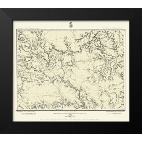 New Mexico Central New Mexico Sheet - US Army 1877 Black Modern Wood Framed Art Print by US Army