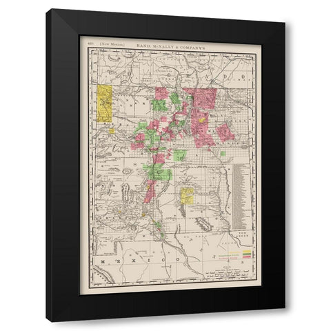 New Mexico - Rand McNally 1897 Black Modern Wood Framed Art Print with Double Matting by Rand McNally