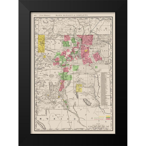 New Mexico - Rand McNally 1897 Black Modern Wood Framed Art Print by Rand McNally