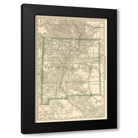 New Mexico - Rand McNally 1879 Black Modern Wood Framed Art Print with Double Matting by Rand McNally