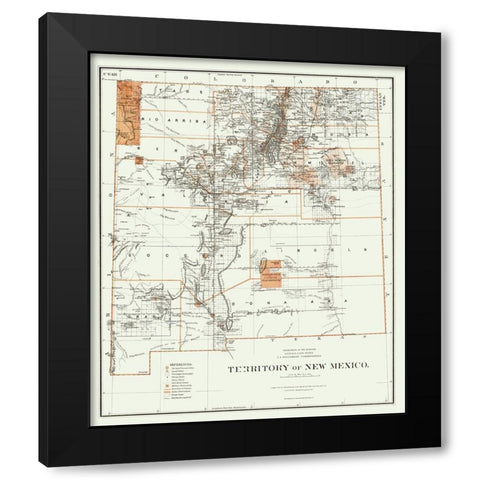 New Mexico - Roeser 1879 Black Modern Wood Framed Art Print with Double Matting by Roeser