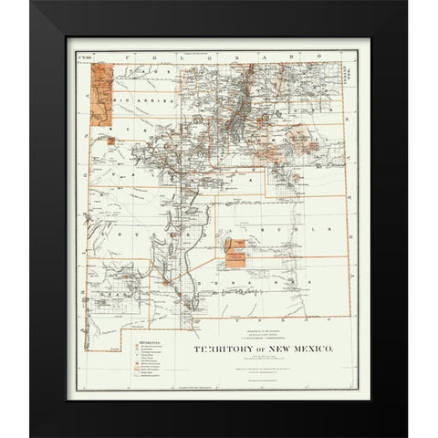 New Mexico - Roeser 1879 Black Modern Wood Framed Art Print by Roeser