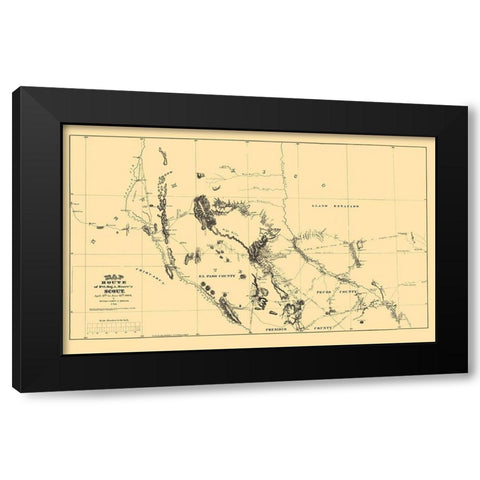 New Mexico Route - Moore 1869 Black Modern Wood Framed Art Print with Double Matting by Moore