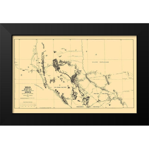 New Mexico Route - Moore 1869 Black Modern Wood Framed Art Print by Moore