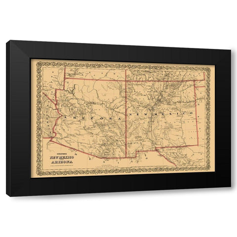New Mexico, Arizona - Colton 1873 Black Modern Wood Framed Art Print with Double Matting by Colton