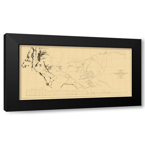 Red River, Rio Grande Railroad Route - Davis 1846 Black Modern Wood Framed Art Print with Double Matting by Davis
