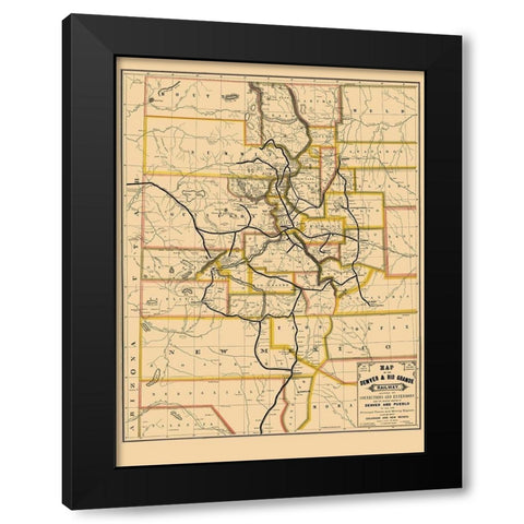 Denver and Rio Grande Railway - Palmer 1881 Black Modern Wood Framed Art Print with Double Matting by Palmer