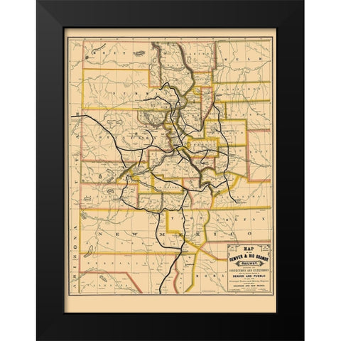 Denver and Rio Grande Railway - Palmer 1881 Black Modern Wood Framed Art Print by Palmer