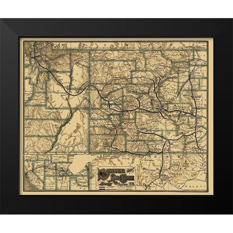Denver and Rio Grande Railway 1886 Black Modern Wood Framed Art Print by Rand McNally