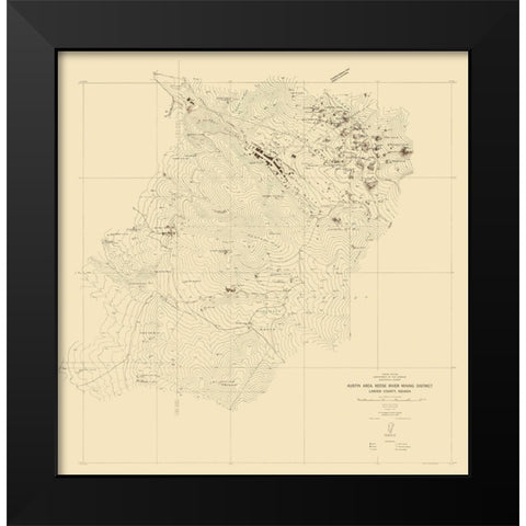 Austin Reese River Mining District Nevada Black Modern Wood Framed Art Print by Hodgeson