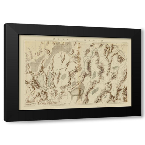 Nevada Basin Nevada - King 1876 Black Modern Wood Framed Art Print with Double Matting by King