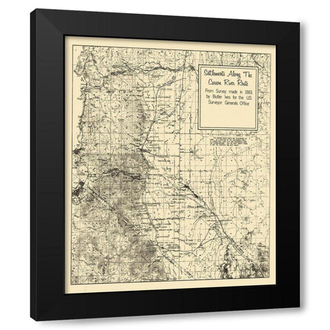 Carson River Settlement Nevada Landowner Black Modern Wood Framed Art Print with Double Matting by Ives