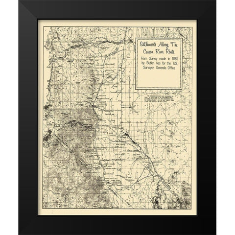 Carson River Settlement Nevada Landowner Black Modern Wood Framed Art Print by Ives
