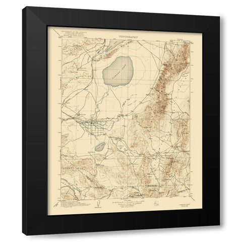 Carson Sink Nevada Quad - USGS 1910 Black Modern Wood Framed Art Print with Double Matting by USGS