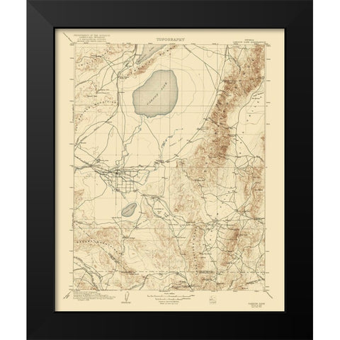 Carson Sink Nevada Quad - USGS 1910 Black Modern Wood Framed Art Print by USGS
