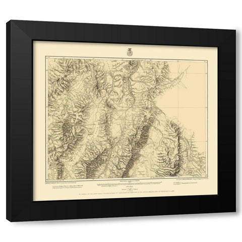 Central Nevada Geographical Sheet - US Army 1882 Black Modern Wood Framed Art Print with Double Matting by US Army