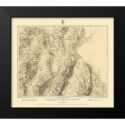 Central Nevada Geographical Sheet - US Army 1882 Black Modern Wood Framed Art Print by US Army