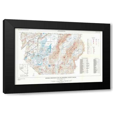 Churchill County Mineral Resources NV Black Modern Wood Framed Art Print with Double Matting by Willden