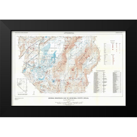 Churchill County Mineral Resources NV Black Modern Wood Framed Art Print by Willden