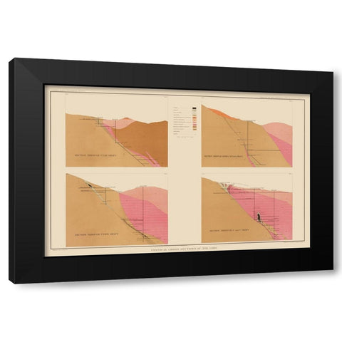 Comstock Lode Geology 1 Nevada - Becker 1882 Black Modern Wood Framed Art Print with Double Matting by Becker