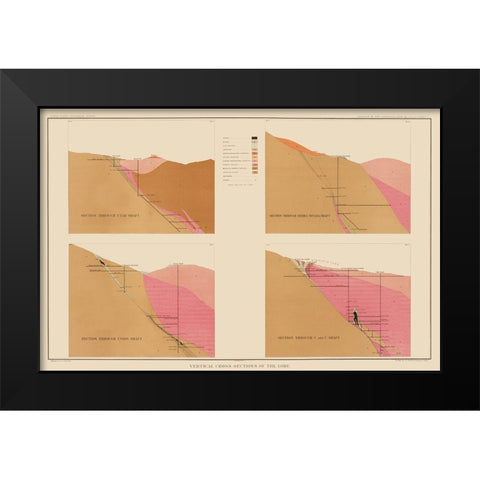 Comstock Lode Geology 1 Nevada - Becker 1882 Black Modern Wood Framed Art Print by Becker