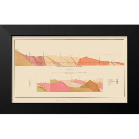 Comstock Lode Geology 2 Nevada - Becker 1882 Black Modern Wood Framed Art Print by Becker