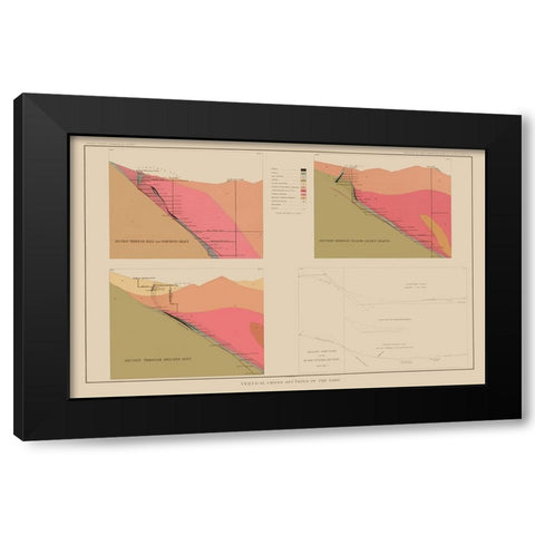Comstock Lode Geology 3 Nevada - Becker 1882 Black Modern Wood Framed Art Print with Double Matting by Becker