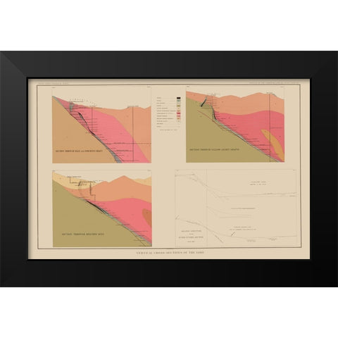 Comstock Lode Geology 3 Nevada - Becker 1882 Black Modern Wood Framed Art Print by Becker