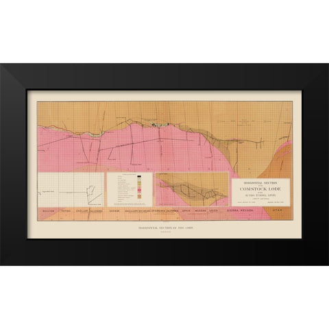 Comstock Lode Sutro Tunnel Geology Nevada Black Modern Wood Framed Art Print by Becker