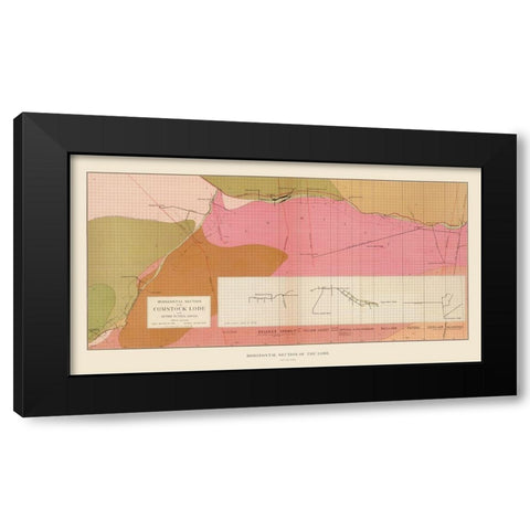 Comstock Lode Sutro Tunnel South Geology NV Black Modern Wood Framed Art Print with Double Matting by Becker