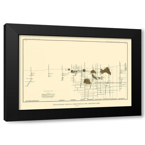 Comstock Lode Vertical Projection 2 Nevada Black Modern Wood Framed Art Print with Double Matting by Becker