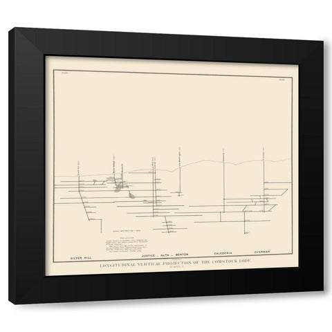 Comstock Lode Vertical Projection 3 Nevada Black Modern Wood Framed Art Print with Double Matting by Becker
