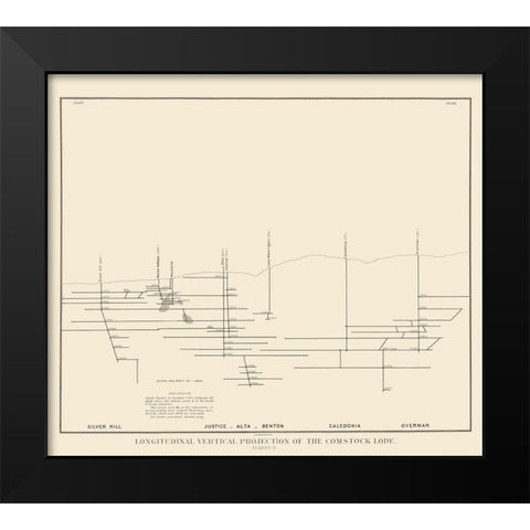 Comstock Lode Vertical Projection 3 Nevada Black Modern Wood Framed Art Print by Becker