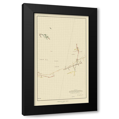 Comstock Mine Number One Nevada - Becker 1882 Black Modern Wood Framed Art Print with Double Matting by Becker
