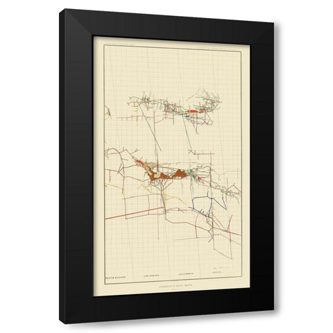 Comstock Mine Number Three Nevada - Becker 1882 Black Modern Wood Framed Art Print with Double Matting by Becker