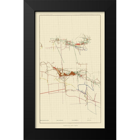 Comstock Mine Number Three Nevada - Becker 1882 Black Modern Wood Framed Art Print by Becker