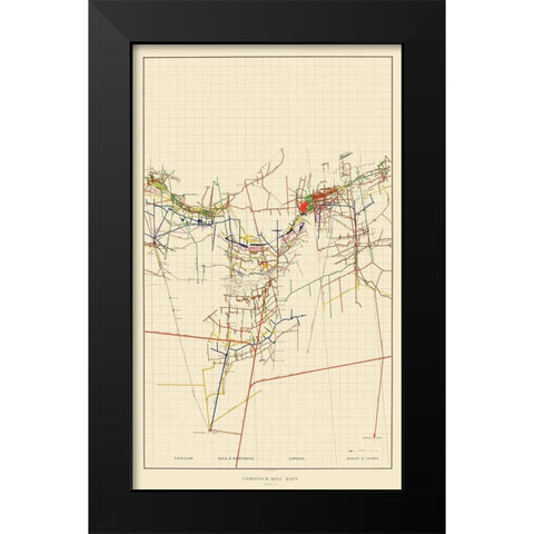 Comstock Mine Number Four Nevada - Becker 1882 Black Modern Wood Framed Art Print by Becker