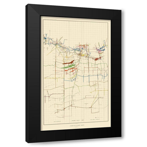 Comstock Mine Number Six Nevada - Becker 1882 Black Modern Wood Framed Art Print with Double Matting by Becker