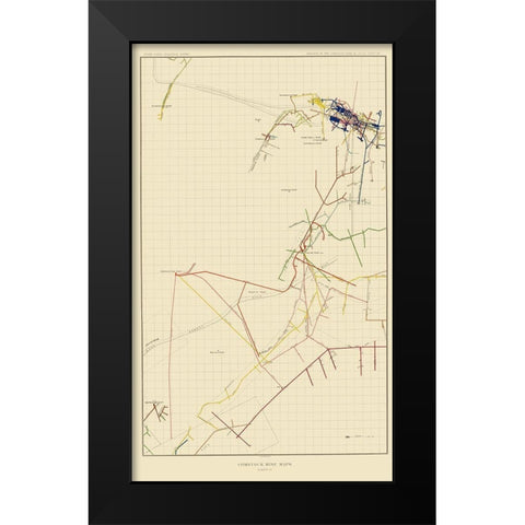 Comstock Mine Number Seven Nevada - Becker 1882 Black Modern Wood Framed Art Print by Becker