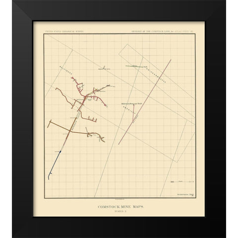 Comstock Mine Number Nine Nevada - Becker 1882 Black Modern Wood Framed Art Print by Becker