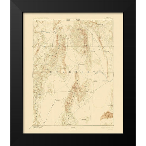 Disaster Nevada Sheet - USGS 1893 Black Modern Wood Framed Art Print by USGS
