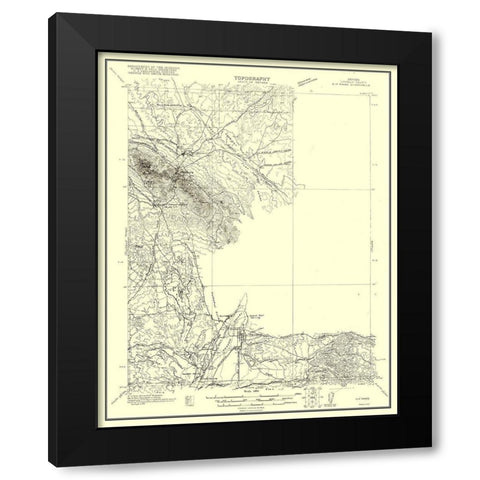 Ely Range Nevada Quad - USGS 1921 Black Modern Wood Framed Art Print with Double Matting by USGS