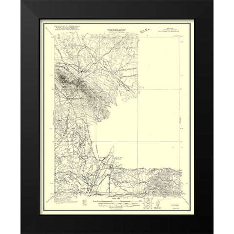 Ely Range Nevada Quad - USGS 1921 Black Modern Wood Framed Art Print by USGS