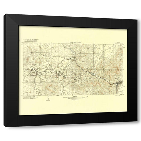 Ely Nevada Quad - USGS 1916 Black Modern Wood Framed Art Print by USGS