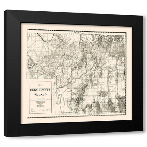 Elko County Nevada - McClellan 1894  Black Modern Wood Framed Art Print with Double Matting by McClellan