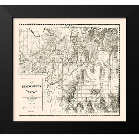Elko County Nevada - McClellan 1894  Black Modern Wood Framed Art Print by McClellan