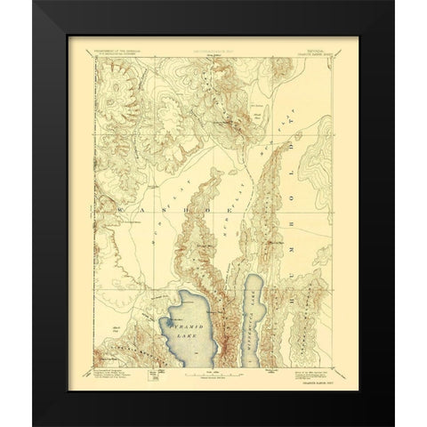 Granite Range Nevada Sheet - USGS 1894 Black Modern Wood Framed Art Print by USGS