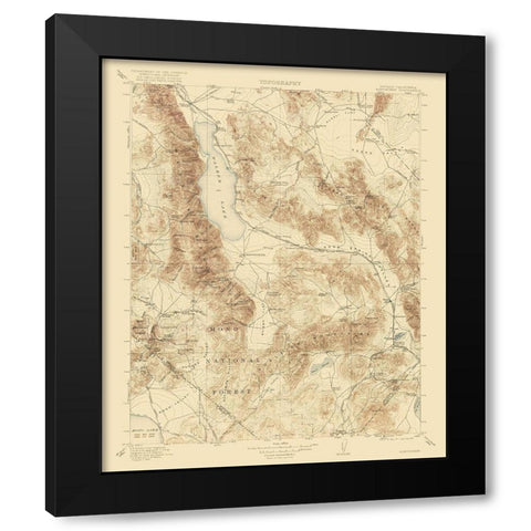 Hawthorne California Nevada Quad - USGS 1911 Black Modern Wood Framed Art Print with Double Matting by USGS