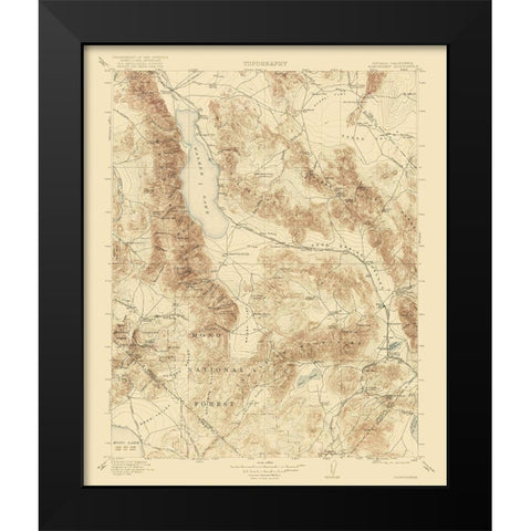 Hawthorne California Nevada Quad - USGS 1911 Black Modern Wood Framed Art Print by USGS