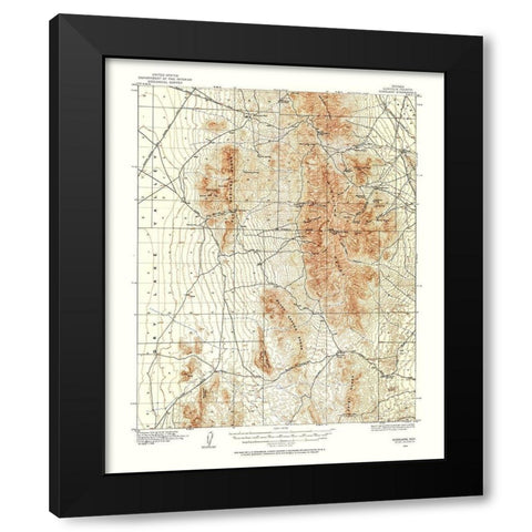 Highland Nevada Quad - USGS 1913 Black Modern Wood Framed Art Print with Double Matting by USGS
